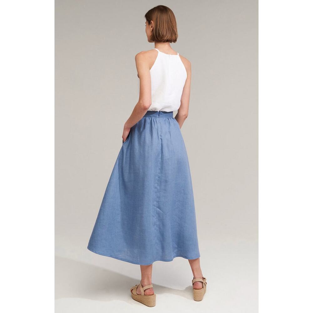 Linen Handmade Studio Cornflower Blue Shay Maxi Skirt - Picture 6 of 6